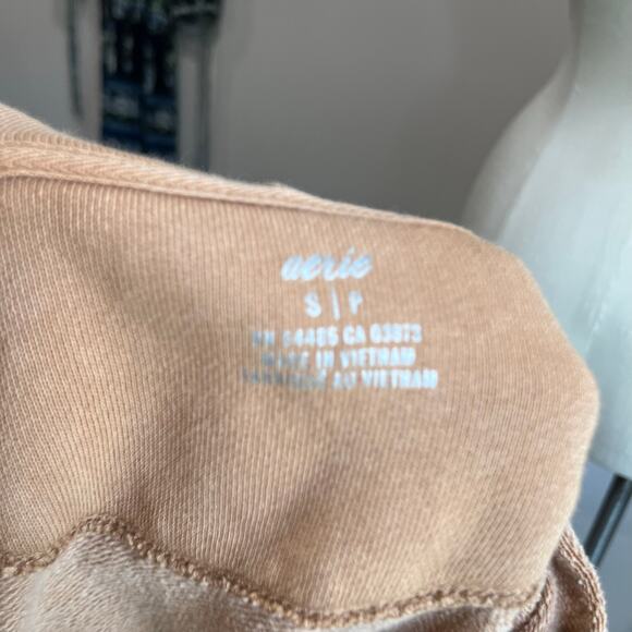 Aerie Tan Lounge Soft V Neck Oversized Cotton Blend Hoodie Size Small - Picture 4 of 10